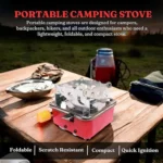 Camping Gas Stove | Portable Gas Stove For Camping Cooking Set | Ultra light |Small For Traveling | Camping Accessories For Outdoor | Red & Silver (1 Gas stove) - Image 2