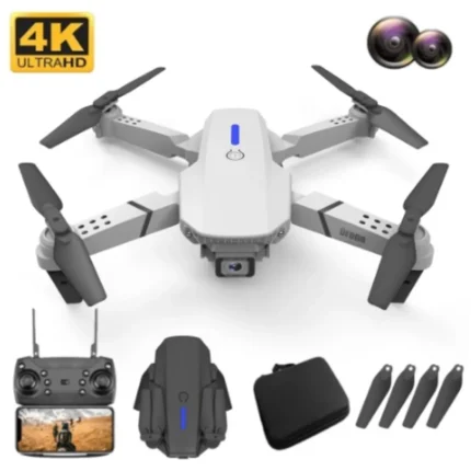 HLT E88 Pro Drone with 4K Camera, WiFi FPV 1080P HD Dual Foldable RC Quadcopter Altitude Hold, Headless Mode, Visual Positioning, Auto Return Mobile App Control, Black, 7.83 x 7.17 x 2.87 inches